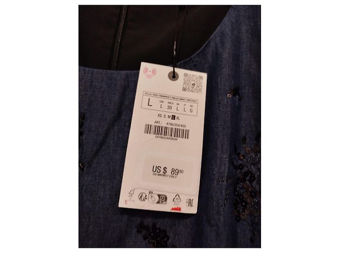 Zara Abito in denim blu con paillettes - vista 6