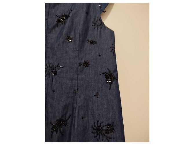 Zara Abito in denim blu con paillettes - vista 8