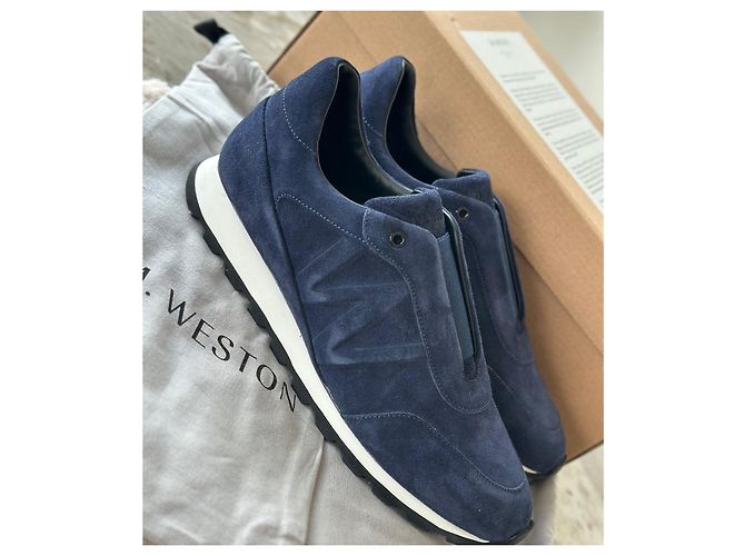 J.M. Weston Sneakers in camoscio blu navy - vista 3