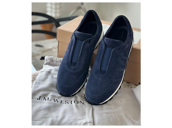 J.M. Weston Sneakers in camoscio blu navy - vista 4