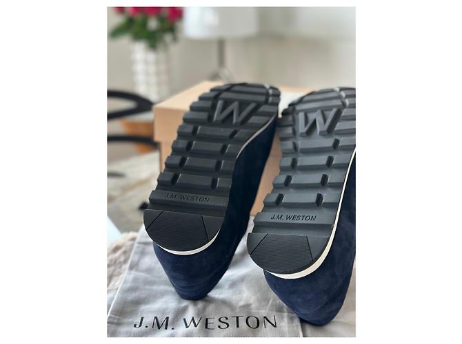 J.M. Weston Sneakers in camoscio blu navy - vista 5