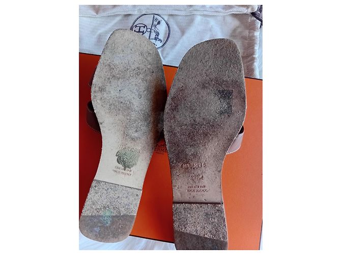 Hermès Ciabatte Oran in pelle marrone - vista 5