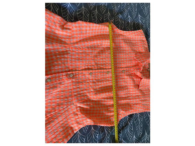 Elisa Cavaletti Langes Kariertes Hemdkleid Orange/Beige - Ansicht 4