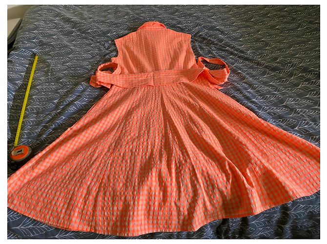 Elisa Cavaletti Langes Kariertes Hemdkleid Orange/Beige - Ansicht 6