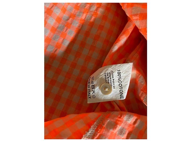 Elisa Cavaletti Langes Kariertes Hemdkleid Orange/Beige - Ansicht 7