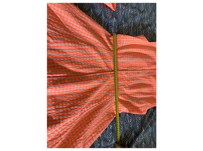 Elisa Cavaletti Langes Kariertes Hemdkleid Orange/Beige - Ansicht 8
