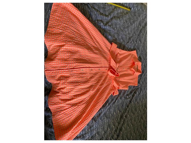 Elisa Cavaletti Langes Kariertes Hemdkleid Orange/Beige - Ansicht 9