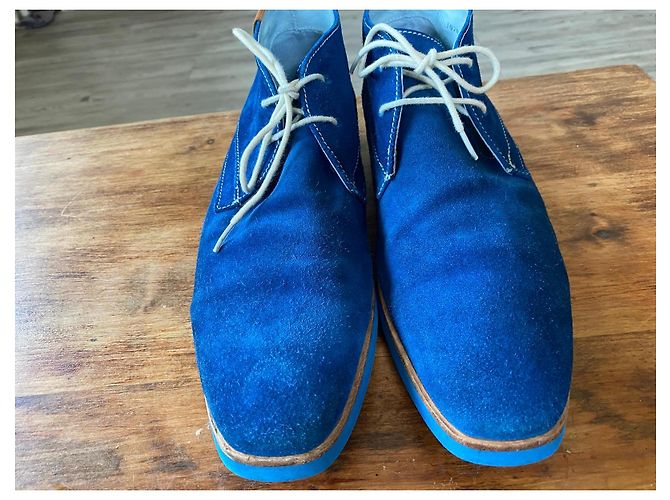 Autre Marque Stivaletti Chukka Floris van Bommel in camoscio blu - vista 3