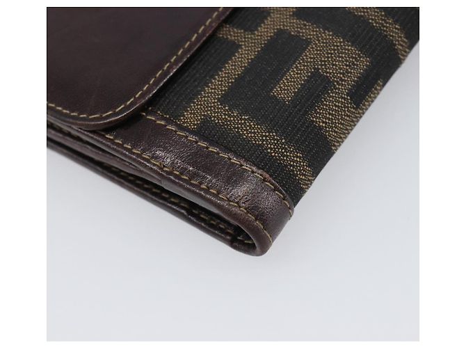 Portafoglio FENDI Zucca Canvas Nero Marrone Auth 199785A - vista 16