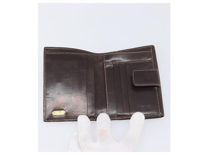 Portafoglio FENDI Zucca Canvas Nero Marrone Auth 199785A - vista 9