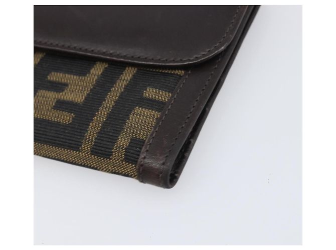 Cartera larga FENDI Zucca Canvas Negro Marrón Auth 199787A Castaño - vista 15