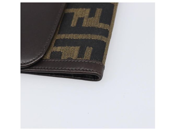 Cartera larga FENDI Zucca Canvas Negro Marrón Auth 199787A Castaño - vista 16