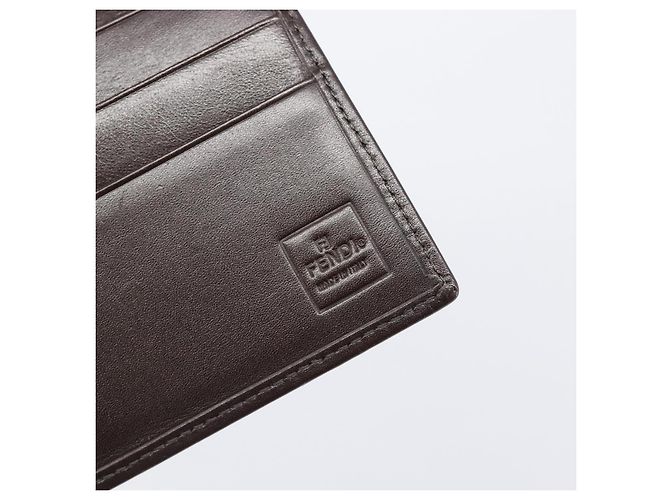 Cartera larga FENDI Zucca Canvas Negro Marrón Auth 199787A Castaño - vista 17