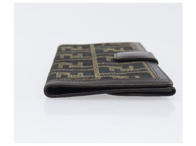 Cartera larga FENDI Zucca Canvas Negro Marrón Auth 199787A Castaño - vista 3