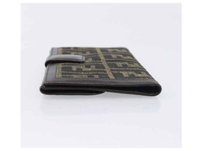 Cartera larga FENDI Zucca Canvas Negro Marrón Auth 199787A Castaño - vista 4