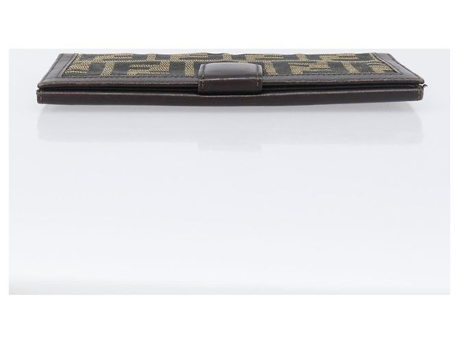 Cartera larga FENDI Zucca Canvas Negro Marrón Auth 199787A Castaño - vista 5