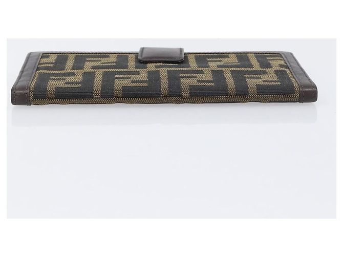 Cartera larga FENDI Zucca Canvas Negro Marrón Auth 199787A Castaño - vista 6