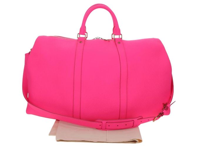 LOUIS VUITTON Keepall Bandouliere 50 Taurillon Fuchsia M56925 Auth BA14808SM Rosa Fuschia - vista 12