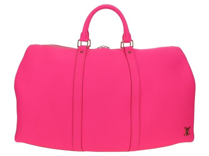 LOUIS VUITTON Keepall Bandouliere 50 Taurillon Fuchsia M56925 Auth BA14808SM Rosa Fuschia - vista 13
