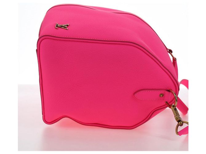 LOUIS VUITTON Keepall Bandouliere 50 Taurillon Fuchsia M56925 Auth BA14808SM Rosa Fuschia - vista 4