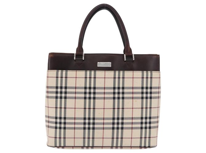 Borsa a mano BURBERRY Nova Check Canvas Beige Silver Auth 199684 Argento - vista 13