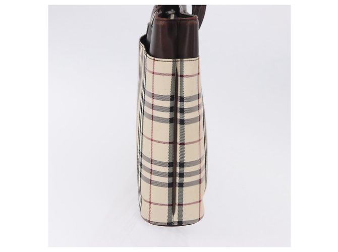 Borsa a mano BURBERRY Nova Check Canvas Beige Silver Auth 199684 Argento - vista 4