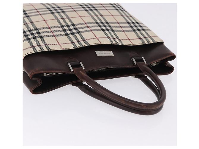 Borsa a mano BURBERRY Nova Check Canvas Beige Silver Auth 199684 Argento - vista 7