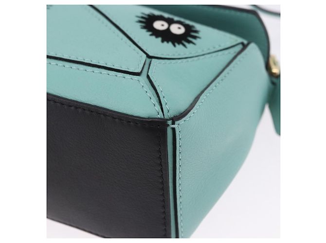 LOEWE Ghibli Spirited Away Soot Sprites Puzzle Bag Mini 2way Green Auth 167502SM Dorado Verde - vista 17