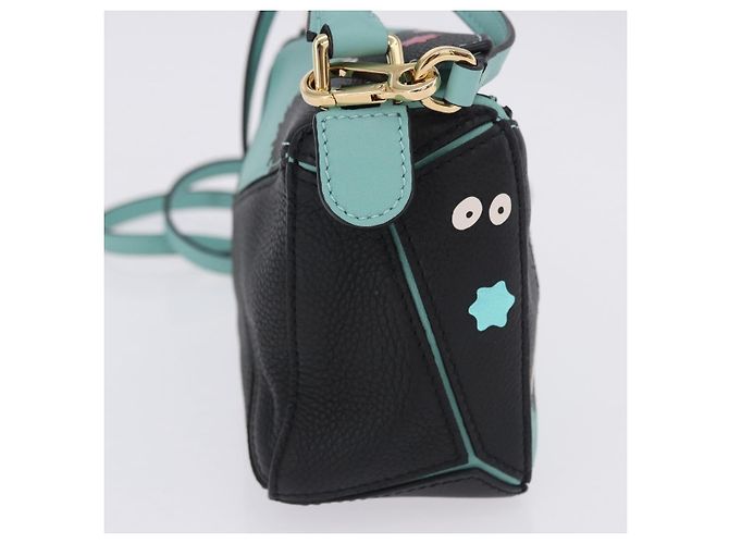 LOEWE Ghibli Spirited Away Soot Sprites Puzzle Bag Mini 2way Green Auth 167502SM Dorado Verde - vista 4