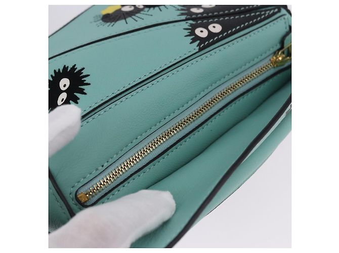 LOEWE Ghibli Spirited Away Soot Sprites Puzzle Bag Mini 2way Green Auth 167502SM Dorado Verde - vista 7