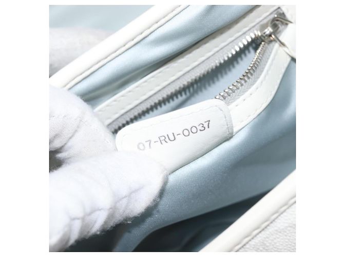 Borsa Christian Dior Trotter Canvas Romantic Bag PVC White Silver Auth 198611V Argento Bianco - vista 11