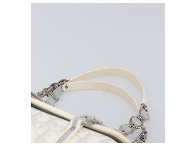 Borsa Christian Dior Trotter Canvas Romantic Bag PVC White Silver Auth 198611V Argento Bianco - vista 14