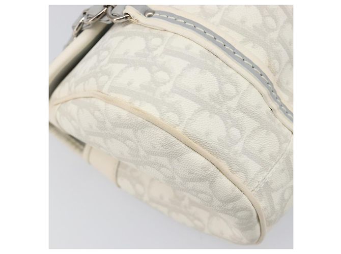 Borsa Christian Dior Trotter Canvas Romantic Bag PVC White Silver Auth 198611V Argento Bianco - vista 15