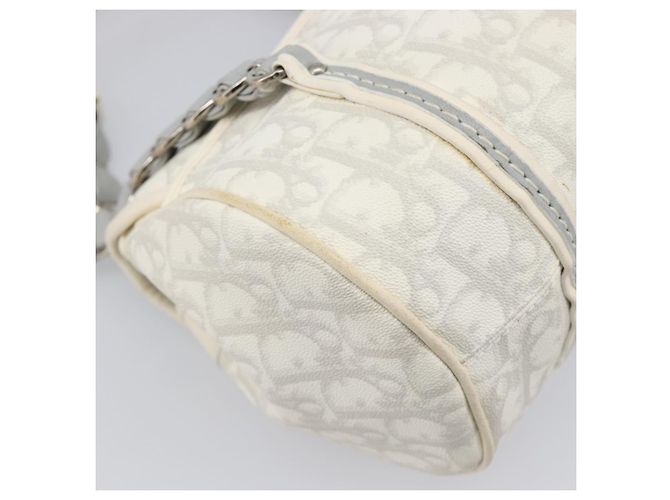 Borsa Christian Dior Trotter Canvas Romantic Bag PVC White Silver Auth 198611V Argento Bianco - vista 17
