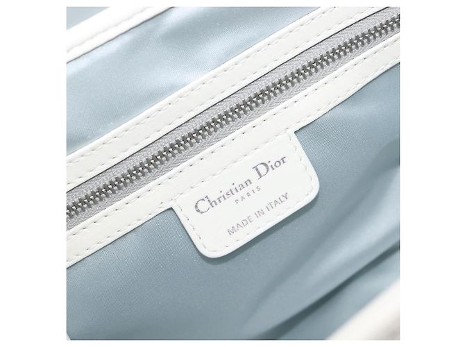 Borsa Christian Dior Trotter Canvas Romantic Bag PVC White Silver Auth 198611V Argento Bianco - vista 19
