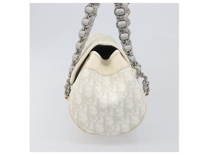 Borsa Christian Dior Trotter Canvas Romantic Bag PVC White Silver Auth 198611V Argento Bianco - vista 3