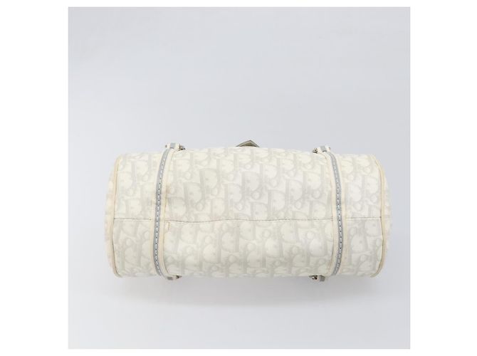 Borsa Christian Dior Trotter Canvas Romantic Bag PVC White Silver Auth 198611V Argento Bianco - vista 5