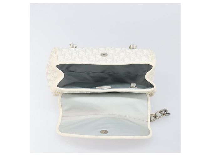 Borsa Christian Dior Trotter Canvas Romantic Bag PVC White Silver Auth 198611V Argento Bianco - vista 9