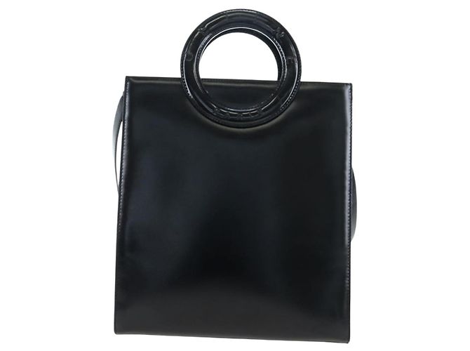 16 Céline Borsa a mano CELINE con manico circolare in pelle 2way Nero Argento Auth am12266V - vista 13