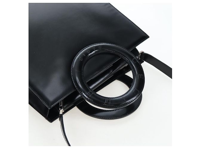 16 Céline Borsa a mano CELINE con manico circolare in pelle 2way Nero Argento Auth am12266V - vista 14