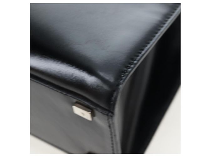 16 Céline Borsa a mano CELINE con manico circolare in pelle 2way Nero Argento Auth am12266V - vista 18