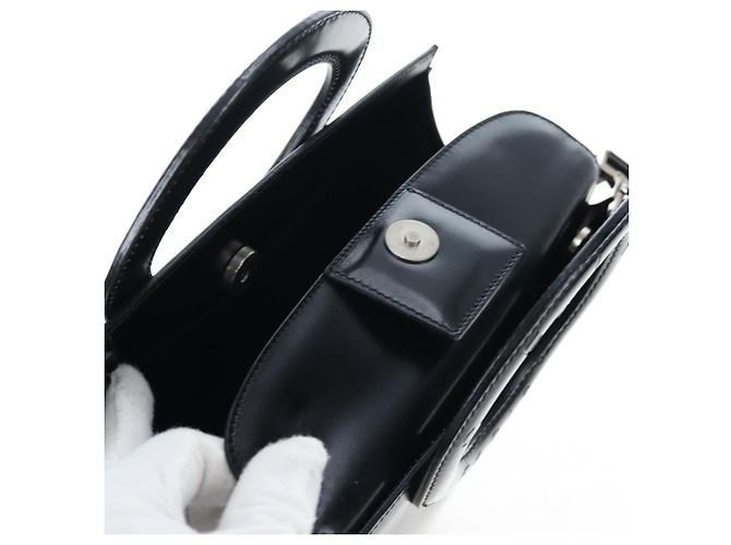 16 Céline Borsa a mano CELINE con manico circolare in pelle 2way Nero Argento Auth am12266V - vista 21