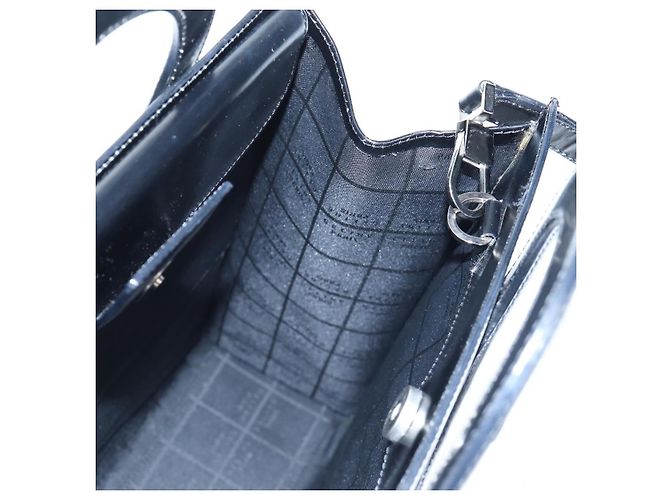 16 Céline Borsa a mano CELINE con manico circolare in pelle 2way Nero Argento Auth am12266V - vista 23