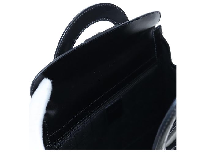 16 Céline Borsa a mano CELINE con manico circolare in pelle 2way Nero Argento Auth am12266V - vista 25