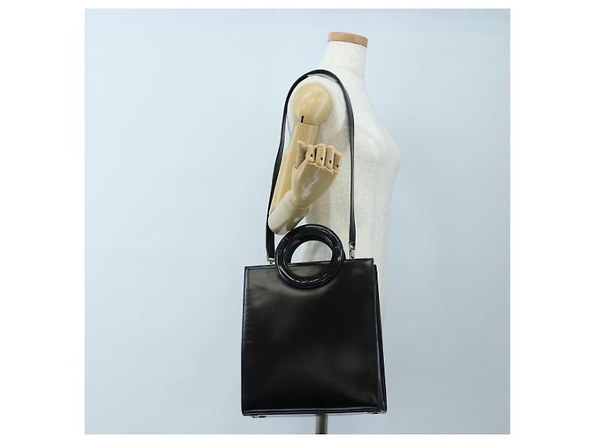 16 Céline Borsa a mano CELINE con manico circolare in pelle 2way Nero Argento Auth am12266V - vista 28