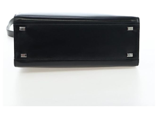 16 Céline Borsa a mano CELINE con manico circolare in pelle 2way Nero Argento Auth am12266V - vista 6