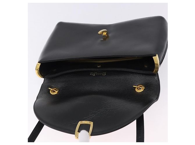 Sac à main Christian Dior en cuir de veau 2way Noir Or Auth 196348A Doré - vue 10