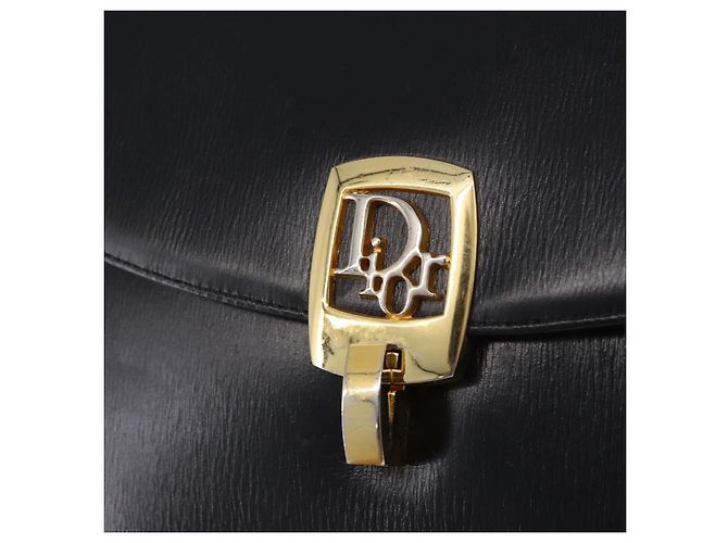 Sac à main Christian Dior en cuir de veau 2way Noir Or Auth 196348A Doré - vue 20