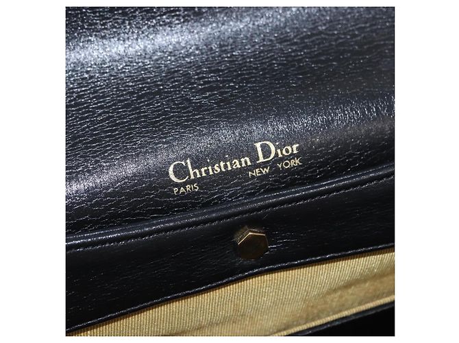 Sac à main Christian Dior en cuir de veau 2way Noir Or Auth 196348A Doré - vue 21