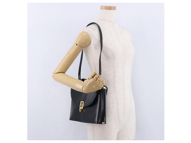Sac à main Christian Dior en cuir de veau 2way Noir Or Auth 196348A Doré - vue 26